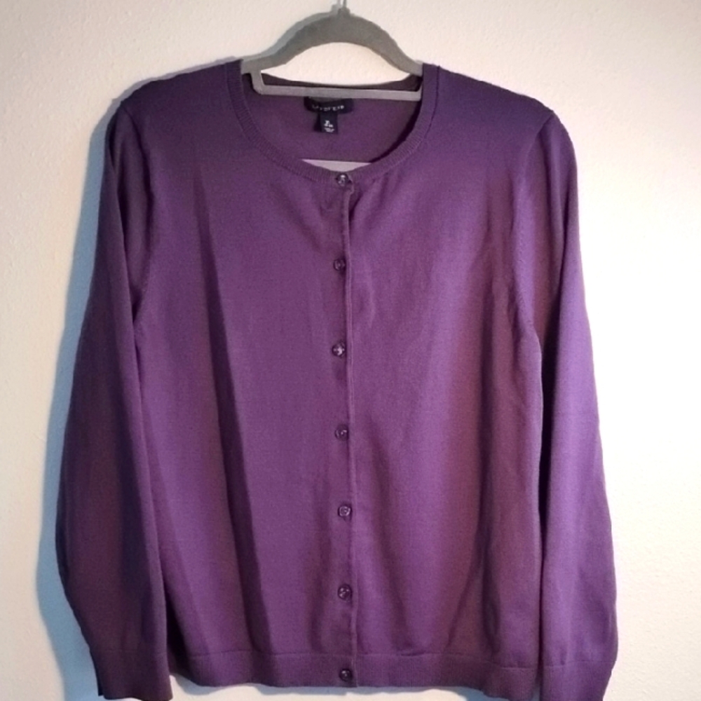 Lands End Purple Women's Cardigan Sweater. XL